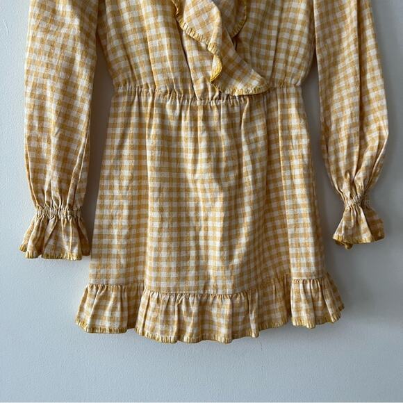 Tularosa Charleston Yellow Gingham Ruffle Mini Dress - Picture 3 of 6